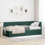 vidaXL Hoekbedframe met Matras met hoofdeinde 2 pcs Groen, Verzenden