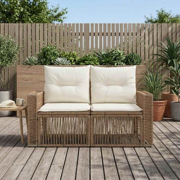 vidaXL Tuin Sofa 2-Aantal zitplaatsen Beige poly rattan, Verzenden, Nieuw