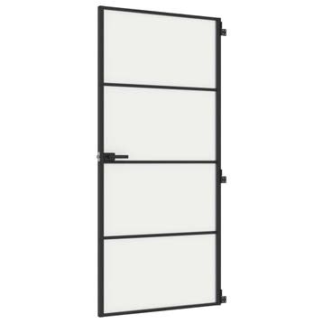 vidaXL Binnendeur smal 93x201,5 cm gehard glas en aluminium, Verzenden, Nieuw