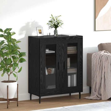 vidaXL Dressoir Zwart Eiken 69,5 x 34 x 90 cm Bewerkt hout, Verzenden
