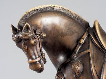 Statue, Tang paard - 29 cm - Bronze patiné