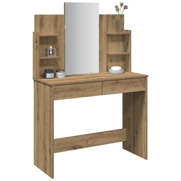 vidaXL Kaptafel met spiegel 96x39x142 cm artisanaal, Maison & Meubles, Tables | Coiffeuses, Envoi