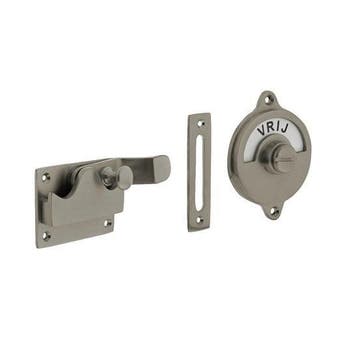 WC-Slot hendel met bocht vrij/bezet mat nikkel - voor bin..., Doe-het-zelf en Bouw, Ophalen of Verzenden, Nieuw, Koper of Messing
