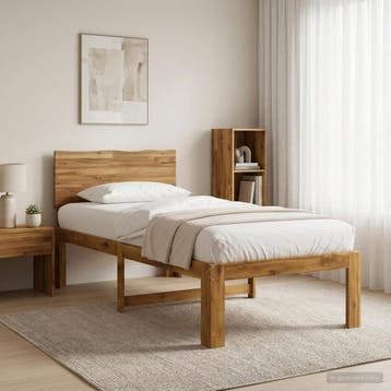 vidaXL Eenpersoonsbed met hoofdbord ROSTOCK Naturel 80 x 200, Huis en Inrichting, Verzenden, Nieuw