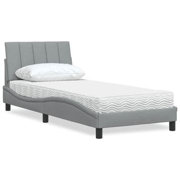 vidaXL Bed met matras Hanko stof lichtgrijs 80x200 cm, Verzenden, Nieuw