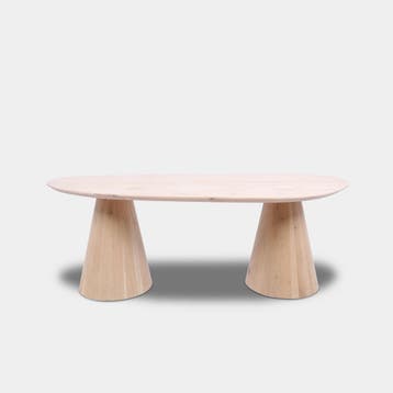 Tafel organisch eikenhout  Set Kegelpoot  270x120, Huis en Inrichting, Nieuw