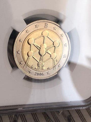 België. 2 Euro 2006 Atomium - MS63 Mint error-Rotated, Postzegels en Munten