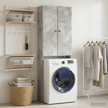 vidaXL Toiletkast BREDA Betongrijs 66 x 25,5 x 190 cm, Huis en Inrichting, Verzenden, Nieuw