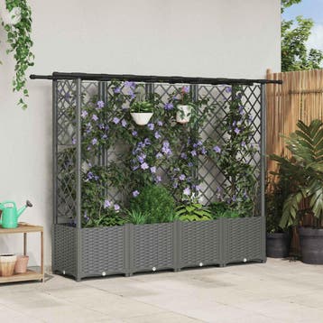 vidaXL Verhoogd Bed met Trellis en Dak Lichtgrijs 202 x 40 x, Verzenden