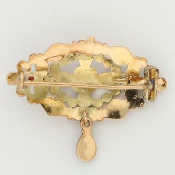 Broche - 14 karaat Geel goud - Granaat