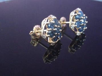 Zonder minimumprijs - Oorbellen Natural Sapphire- Natural, Nieuw