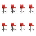 Set van 8 Leren barkrukken Revolt laag - Toledo Red (rood), Nieuw, Leer, Ophalen of Verzenden, 90 cm of meer