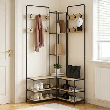 vidaXL Kapstok met schoenenbank Sonoma Eiken 143 x 30 x, Verzenden, Nieuw