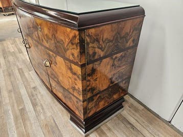Crédence - Buffet Art déco milanais en noyer burlé avec