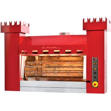 Kippengrill | TORRE | Hout | 6 Spitten | 30 Kippen | 230V |, Articles professionnels, Verzenden