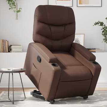 vidaXL Sta-op-fauteuil verstelbaar kunstleer bruin, Huis en Inrichting, Fauteuils, Verzenden, Nieuw