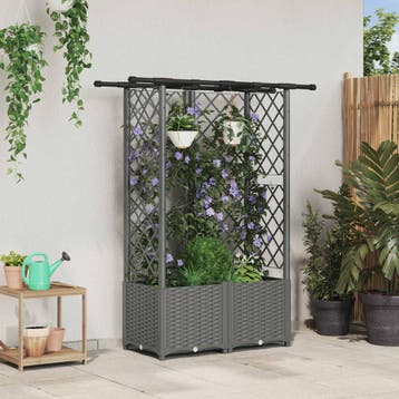 vidaXL Verhoogd Bed met Trellis en Dak Lichtgrijs 124 x 40 x, Verzenden