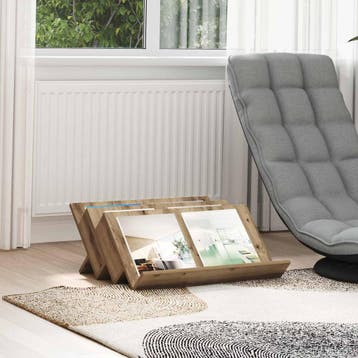 vidaXL Tijdschriftenrek Artisan Eiken 65 x 53 x 28,5 cm, Huis en Inrichting, Woonaccessoires | Krantenbakken en Lectuurbakken