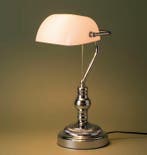 Banker Lamp Vintage - Bureaulamp - Kristal, Messing, Chroom