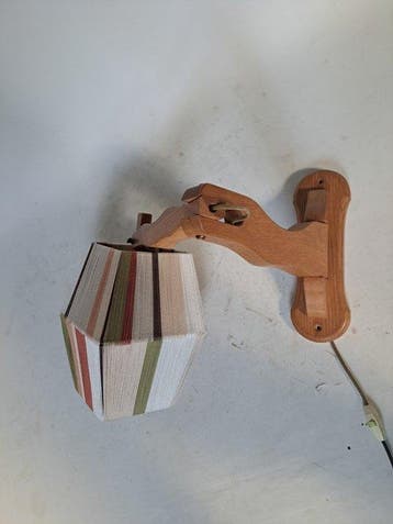 Swingarm wandlamp - knikarm - draad, Eik - Handgewikkelde