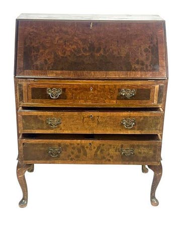 Secretaire - Hout - Walnut Burr Bureau, Antiek en Kunst