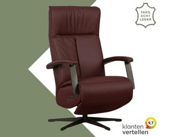 Leren elektrisch relaxfauteuil Pure - Toledo Bordeaux, Bohemian, Industrieel, Modern, Scandinavisch, Nieuw, Ophalen of Verzenden