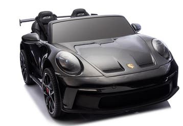 Kinderauto PORSCHE GT3 Zwart 2 pers, Mp4, leder, eva, FM, BT, Ophalen of Verzenden, Nieuw