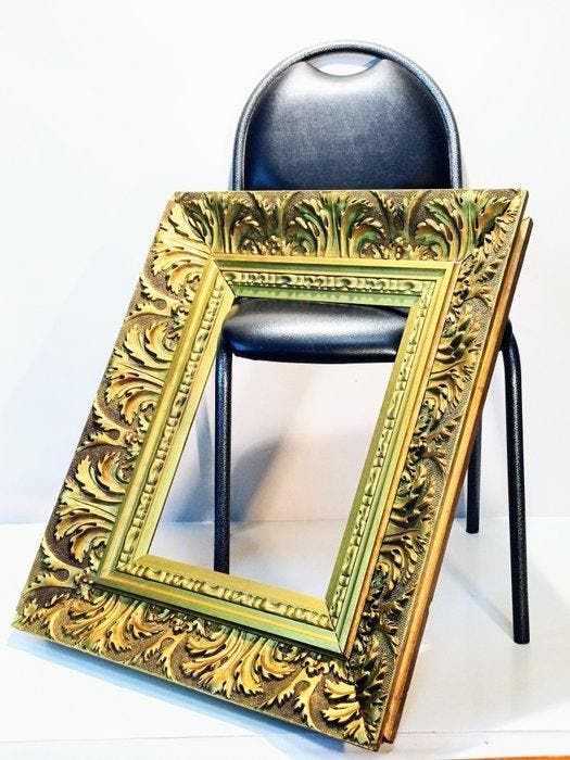 Lijst - Hout, gesso , bladgoud - Barok / Rococo stijl, Antiquités & Art, Curiosités & Brocante