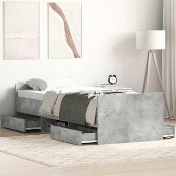 vidaXL Bedframe met hoofd- en voeteneinde betongrijs 100x200, Verzenden, Nieuw