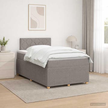 vidaXL Boxspringbed met matras met hoofdeinde Taupe 120 x, Verzenden