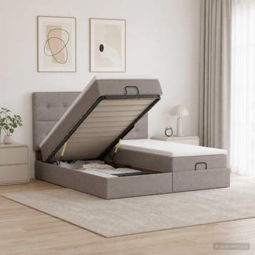 vidaXL Ottoman bed met matras met hoofdeinde 2 st Taupe Stof, Verzenden, Nieuw