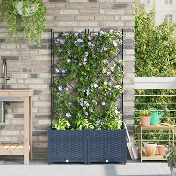 vidaXL Plantenbak 2 st Grijs 80 x 40 x 143 cm PP, Verzenden, Nieuw