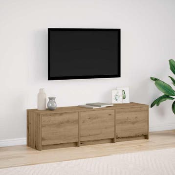 vidaXL TV-kast met LED met lade Ambachtelijk Eiken 140 x 34, Verzenden, Nieuw