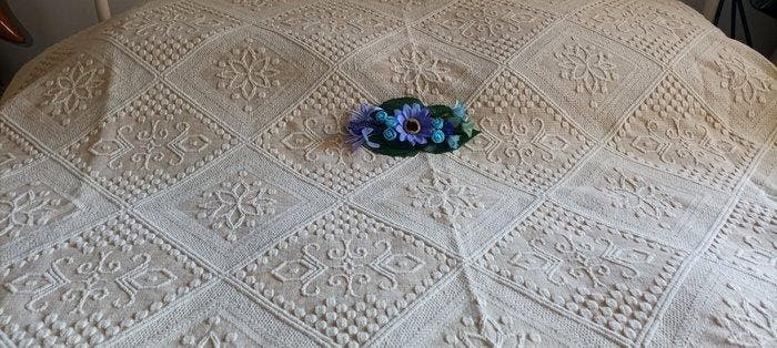 Spectaculaire bedsprei, geweven op een weefgetouw,, Antiquités & Art, Tapis & Textile