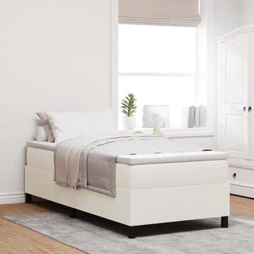 vidaXL Boxspring bed Crème en Wit 90 x 190 cm Corduroy stof, Verzenden, Nieuw