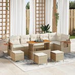 vidaXL Tuinbank Set met kussen 10 pcs Beige en Crème, Tuin en Terras, Verzenden, Nieuw