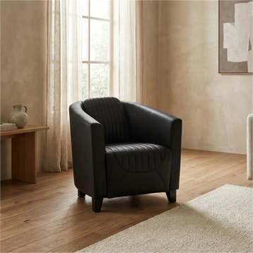 Leren fauteuil Press Special - Toledo Nero (zwart) - Poten, Nieuw, Ophalen of Verzenden, Eigentijds, Klassiek, Retro, Romantisch, Vintage