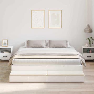 vidaXL Opbergbedframe met lade met opslag Wit 180 cm Bewerkt, Verzenden, Nieuw