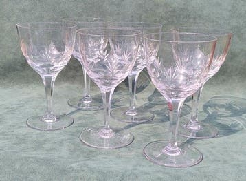 Val Saint Lambert - Wijnglas (6) - Kristal - Grote, Antiquités & Art