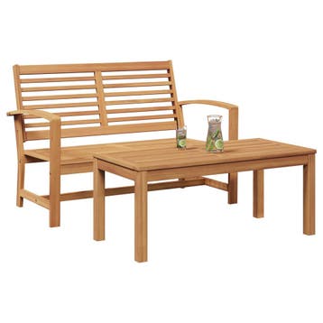 vidaXL Tuinstoel en Tafel Set 2 Stuk Bruin Massief Teakhout, Tuin en Terras, Verzenden, Nieuw