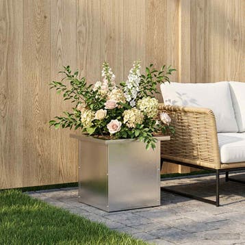 vidaXL Tuinplantenbak met led zilver 30 x 30 x 30 cm, Verzenden, Nieuw