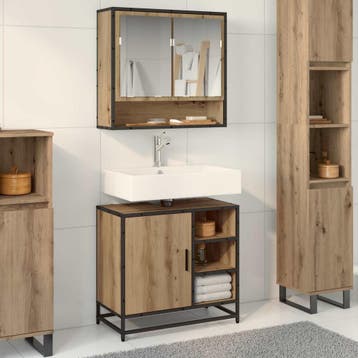 vidaXL Badkamermeubel Set 2 st Artisan Eiken Bewerkt hout, Verzenden, Nieuw