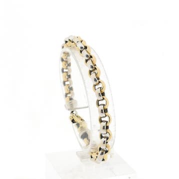 Bicolor gouden jasseron schakelarmband, Ophalen of Verzenden, Gebruikt, Goud, Goud