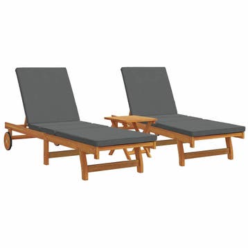 vidaXL Ligstoel 3 st Massief Acacia Hout Bruin, Verzenden, Nieuw
