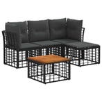 vidaXL Buiten bank set 5 pcs Zwart en Donker Grijs Polyester, Tuin en Terras, Verzenden, Nieuw