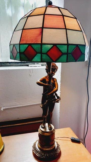 Tafellamp met beeldje - Verguld brons - Bronzen, Antiek en Kunst
