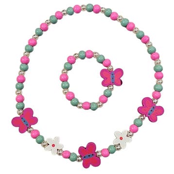 Fako Bijoux - Kinderketting en Armband - Hout - Vlinders &, Verzenden