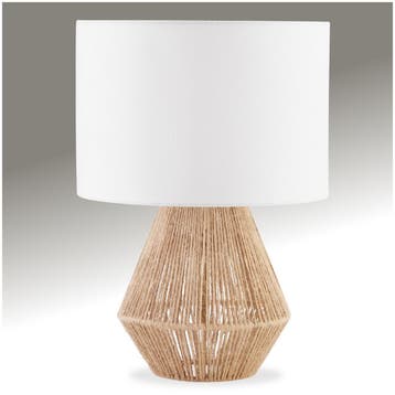 Tafellamp Lignea Lux van jute in boho-stijl, 60W - natuur, Huis en Inrichting, Lampen | Tafellampen, Verzenden, Nieuw