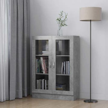 vidaXL Vitrinekast 82,5x30,5x115 cm bewerkt hout betongrijs, Huis en Inrichting, Verzenden, Nieuw