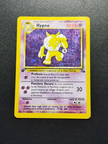 Pokémon - 3 Card - Hypno Holo 1° Edizione - Aerodactyl Raro, Nieuw